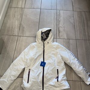 Tommy Hilfiger White Hooded Jacket with Logo